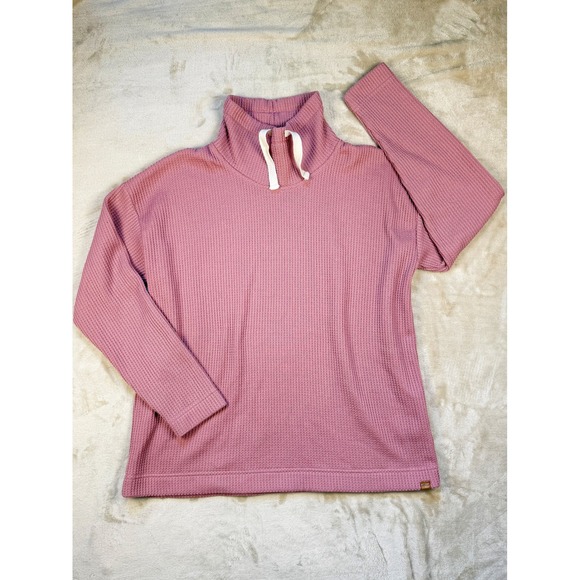 L.L. Bean Tops - LL Bean Womens XL Pink Waffle Knit Funnel Neck Pullover Sweatshirt